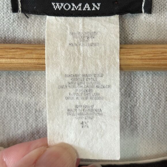 Cocomo Woman Ruched Textured Blouse Black White Paisley Crinkle Top Sz 1X - Picture 5 of 7